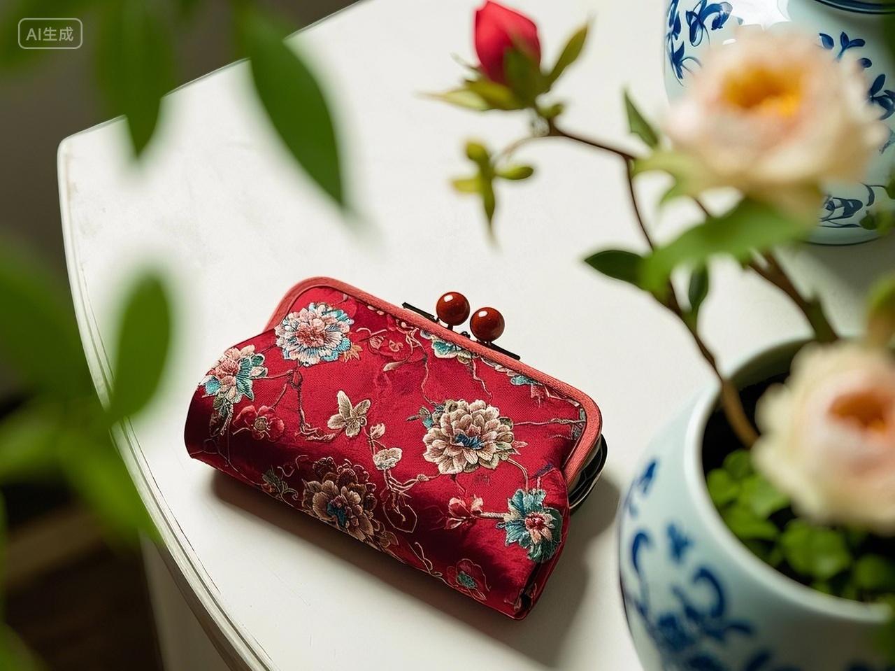 老上海口红收纳盒收纳包俯瞰特写静物点缀氛围复古老物件