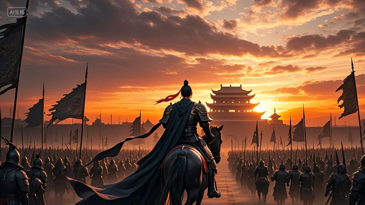 人物骑兵冲锋战场暮色国风历史场景插画