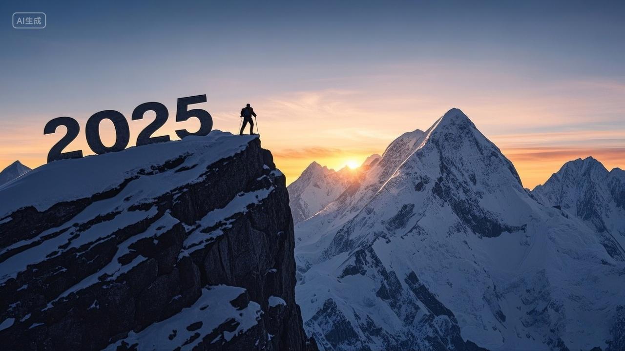 年终总结男人登顶雪山2025年企业年会背景励志拼搏奋斗企业文化精神电脑壁纸