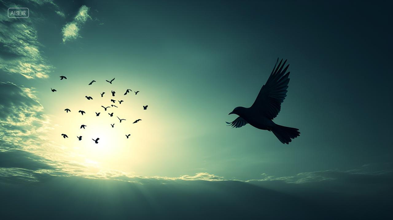 英勇独立的苍鹰翱翔励志奋斗拼搏剪影意境背景图电脑壁纸