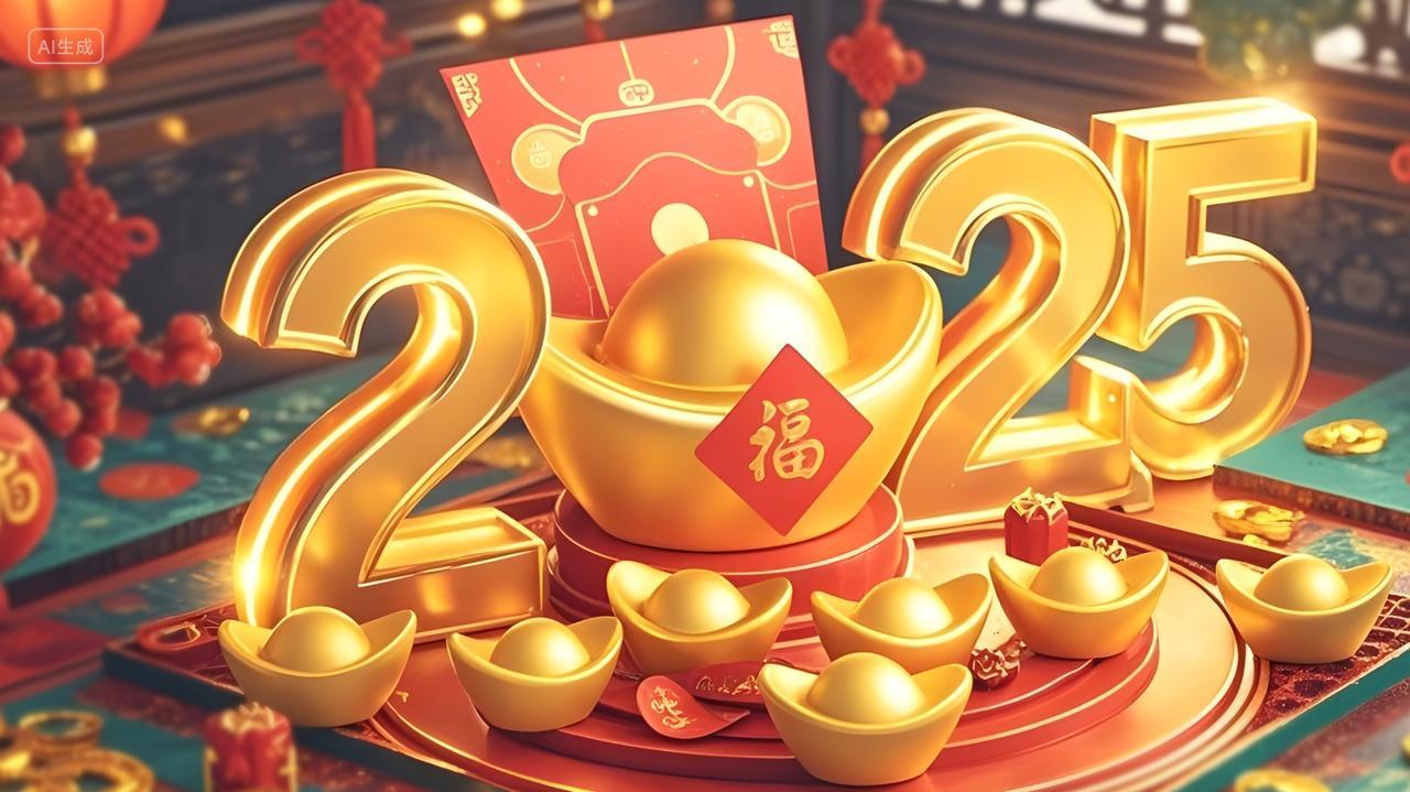 元旦节2025年数字金元宝财源滚滚庆祝新年新春蛇年创意海报背景图片
