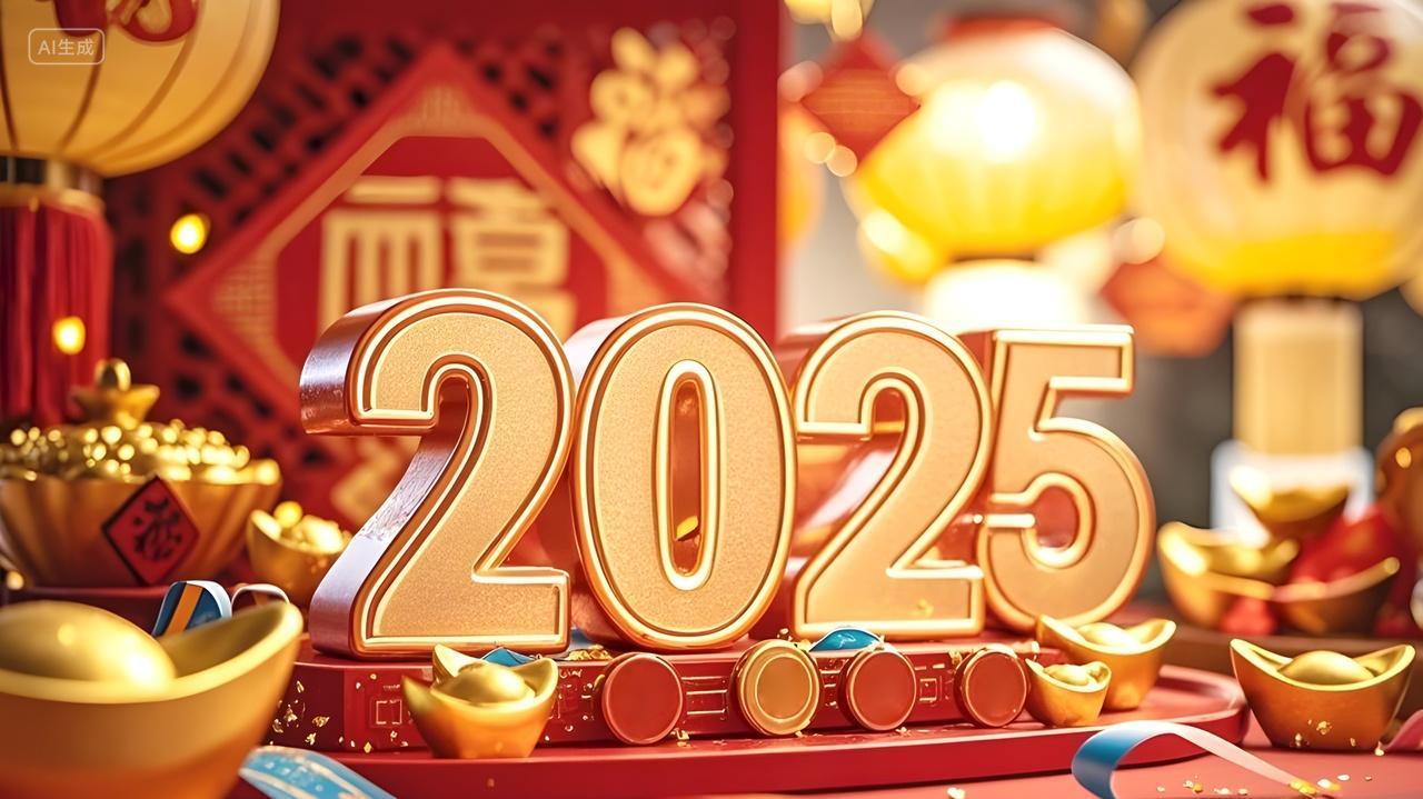 元旦节新春2025立体数字蛇年新春大吉新年春节创意广告图