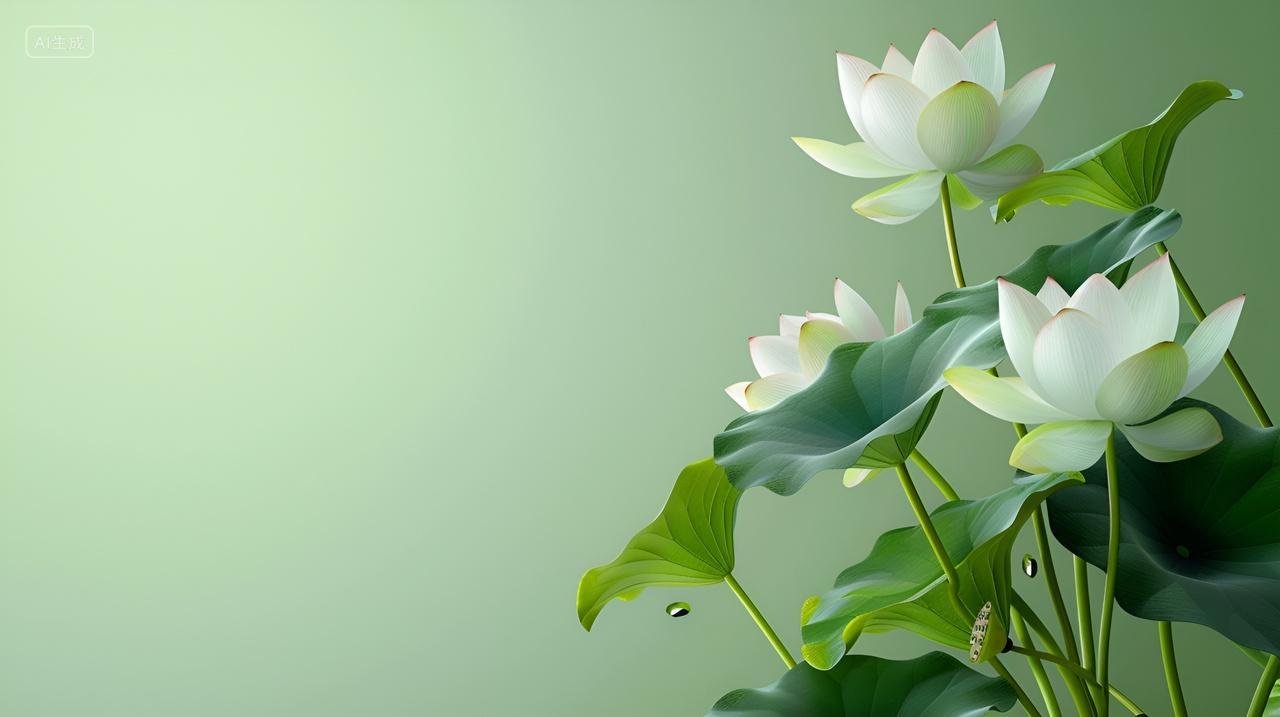 纯净无瑕的洁白荷花背景图电脑壁纸