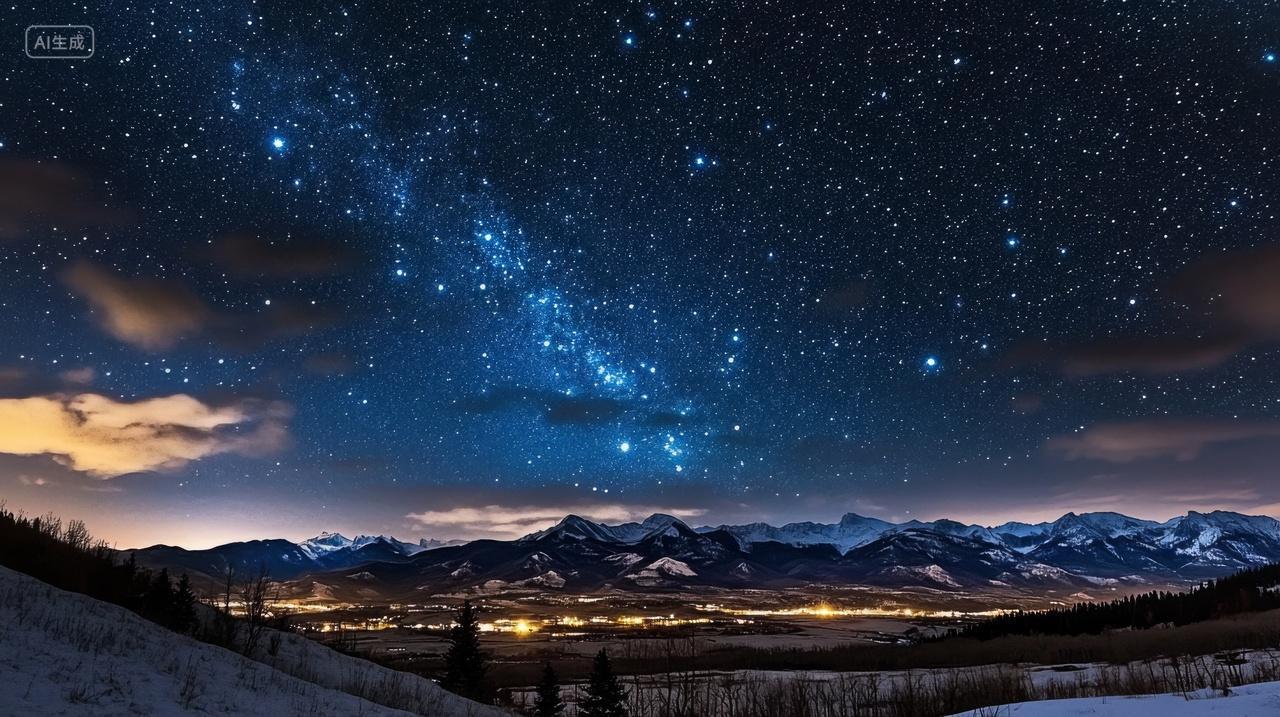 唯美梦幻星空星轨夜晚夜空银河系背景
