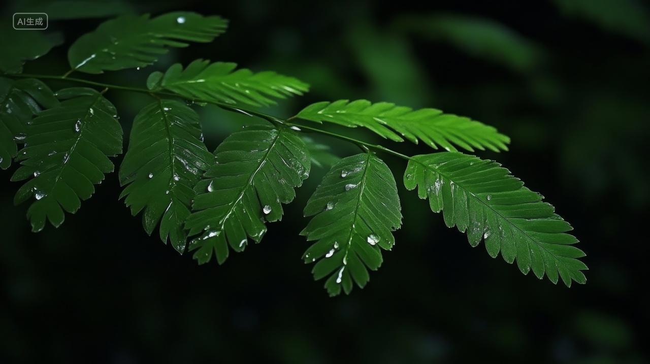 雨后清新绿叶植物特写细节绿色唯美背景电脑壁纸