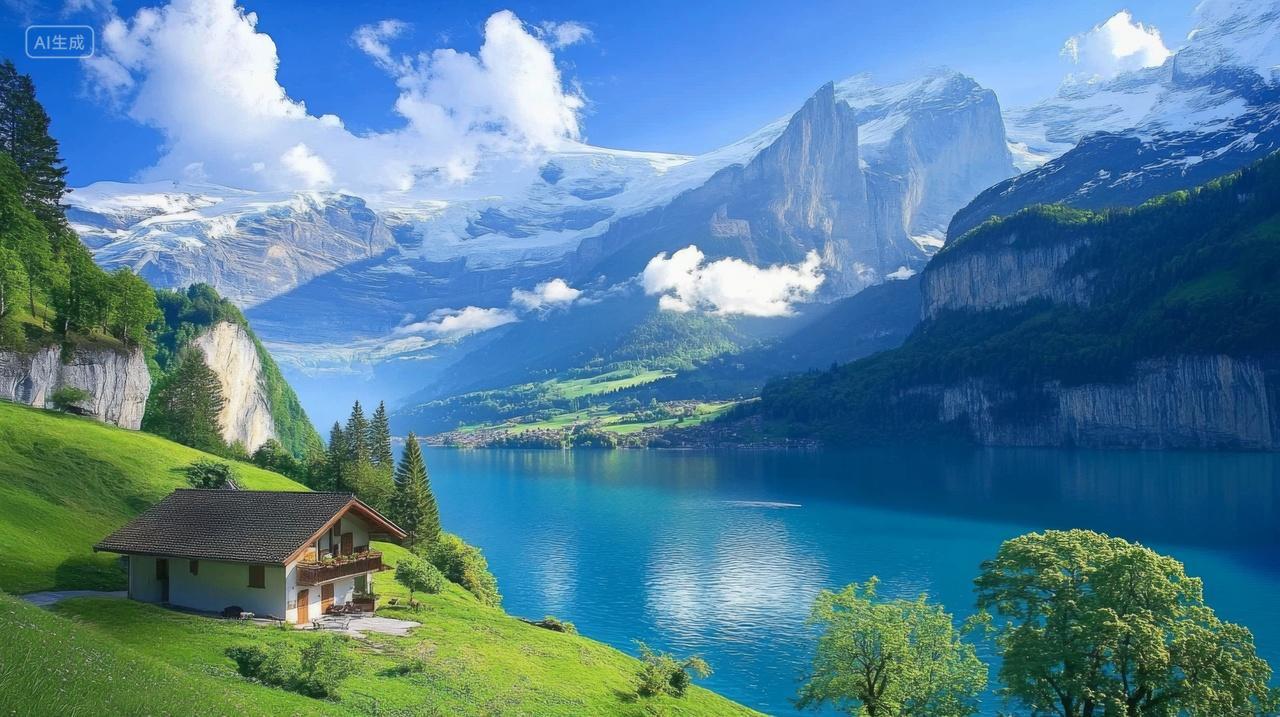 河流高山自然风光壁纸背景图