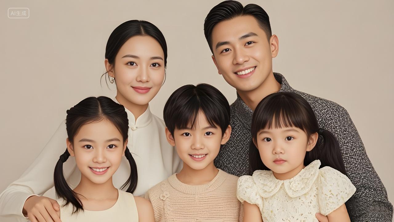 幸福一家人全家福大合照影楼人物实拍广告海报素材