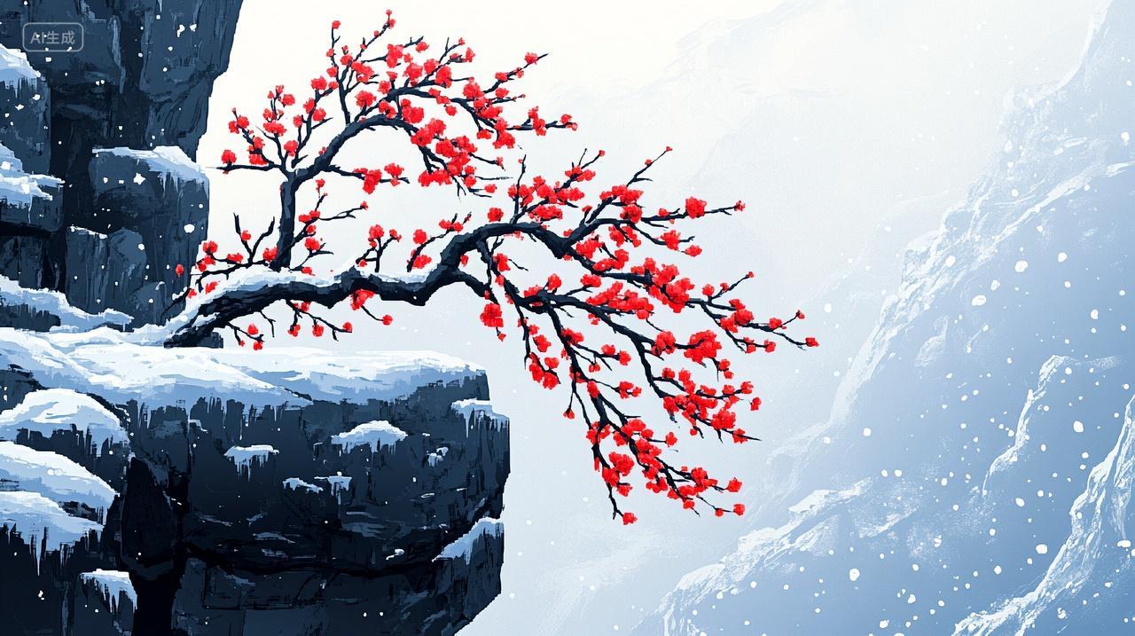 凌寒独放悬崖边的梅花风骨
