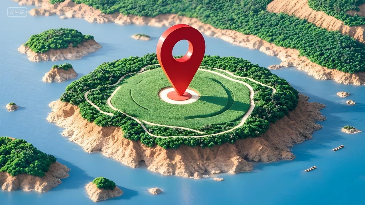 岛屿上红色定位射击标靶高清图片