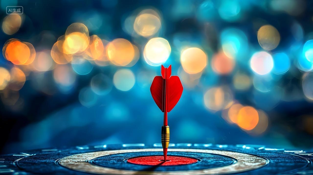 红色飞镖击中红心目标