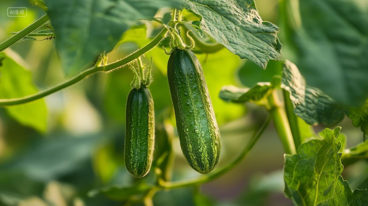 菜地里的青瓜黄瓜新鲜蔬菜有机农业农作物