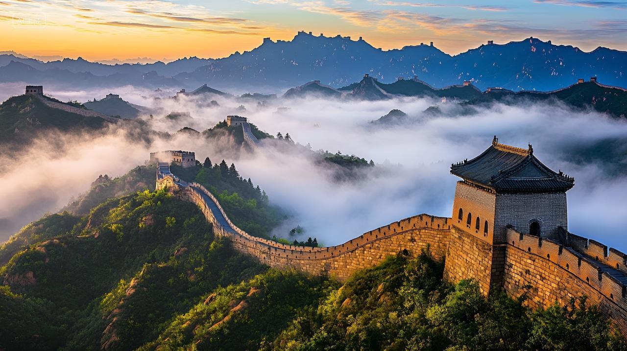 万里长城云雾仙境云海日出自然风光