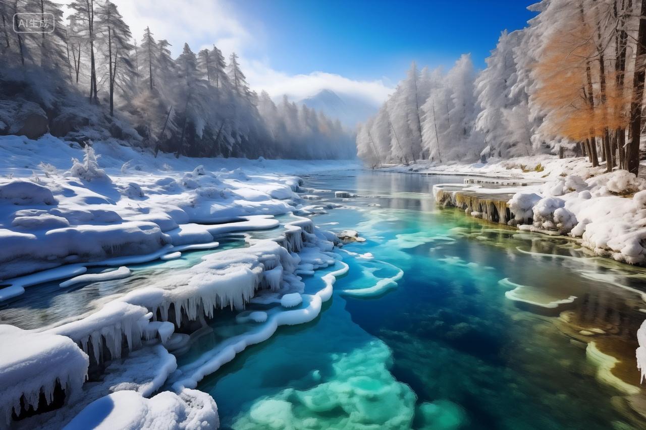 冬季冬天寒冬冰川冰雪河流旅行风光背景壁纸