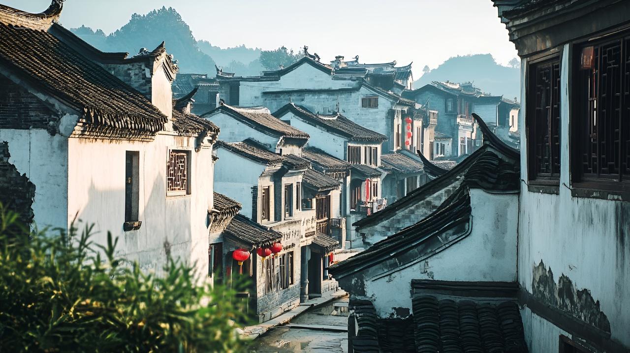 徽派建筑乡村中国风古镇传统建筑设计中国风古村落古建筑烟火气息人文风光风景图