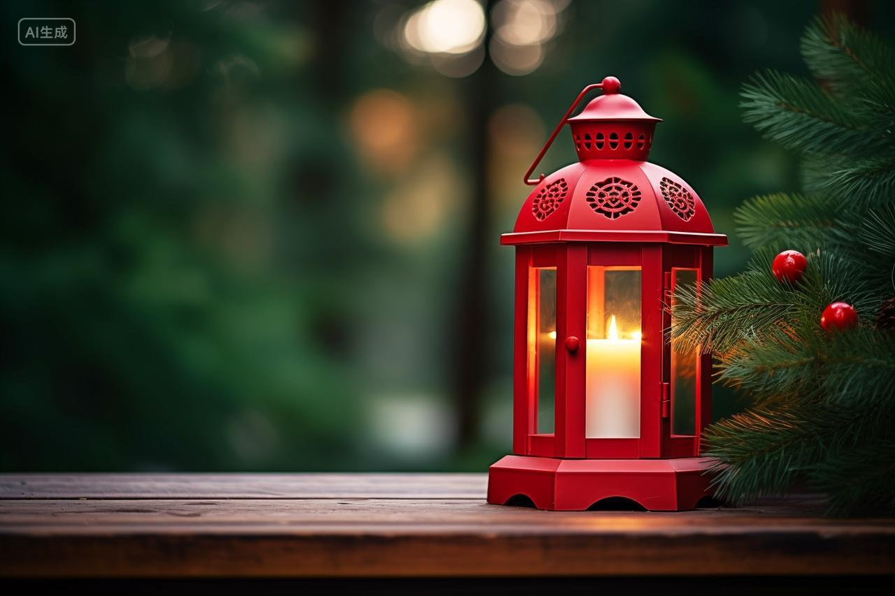 红灯笼圣诞节温暖光亮时节