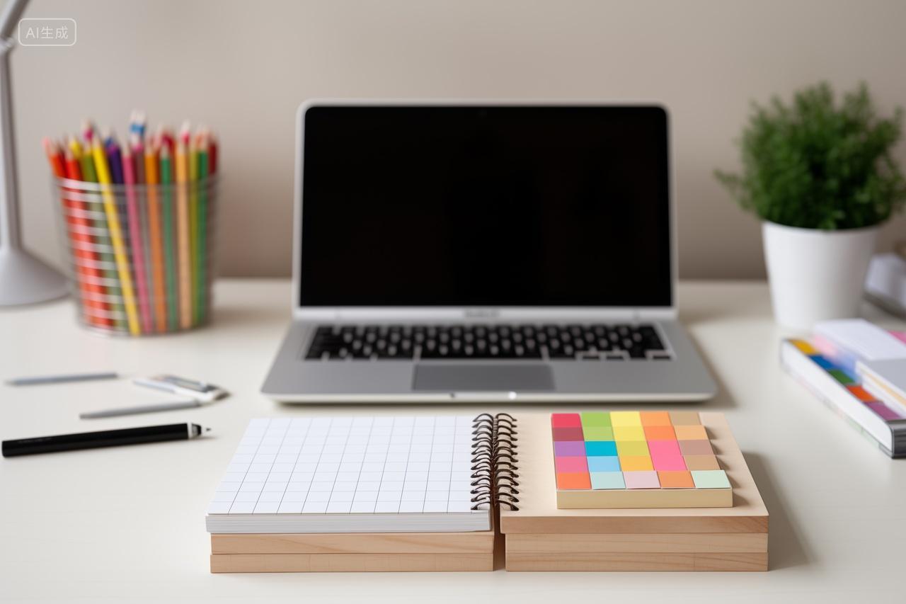 现代办公桌上笔记本商务工作