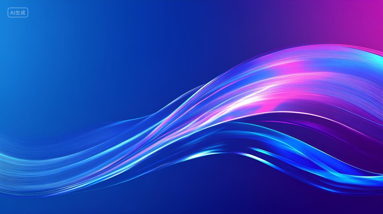 抽象蓝色波浪光影流动飘逸丝绸桌面壁纸背景