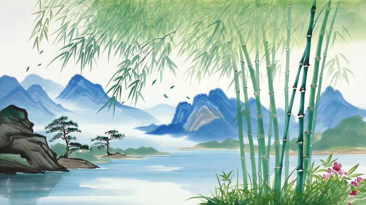 竹子开花富贵荣华竹报平安风景画山水画
