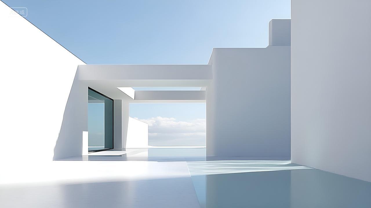 极简主义建筑的现代美学白色建筑抽象效果图