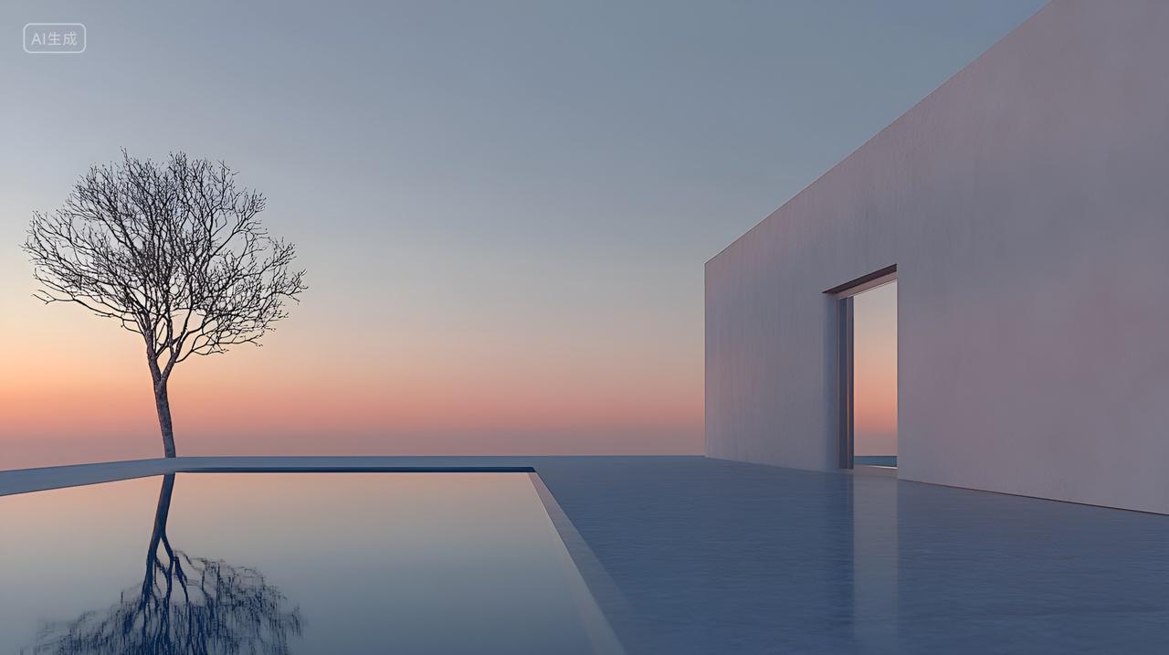 极简建筑设计简洁海景摄影海岸朝霞设计