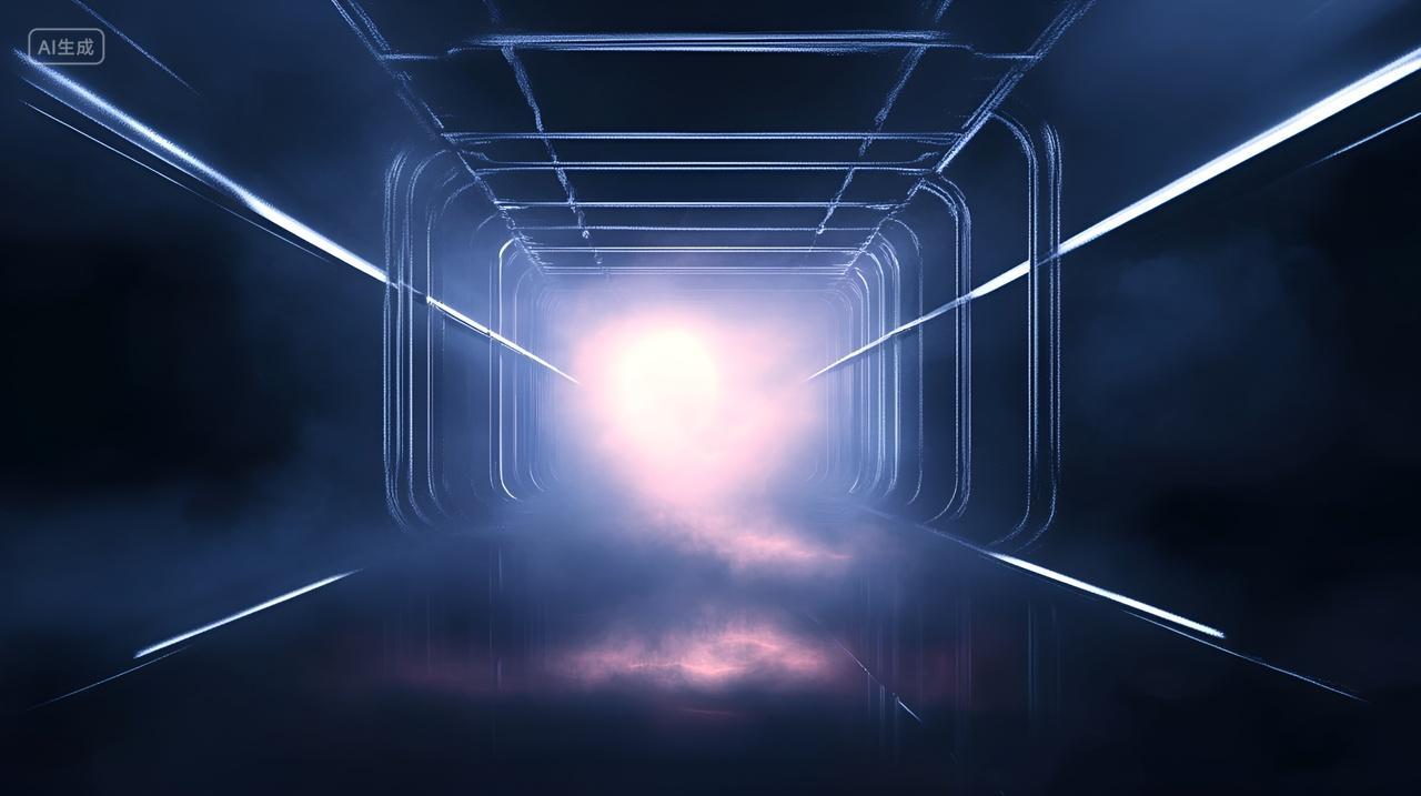 未来科技感走廊灯光隧道科幻风格舞台背景
