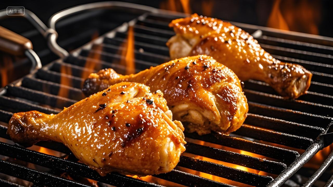 奥尔良蜜汁烤鸡腿美味特色美食小吃广告海报摄影图