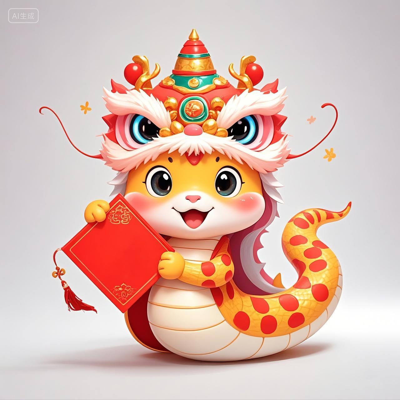 卡通蛇年新年卡通形象设计春节2025除夕