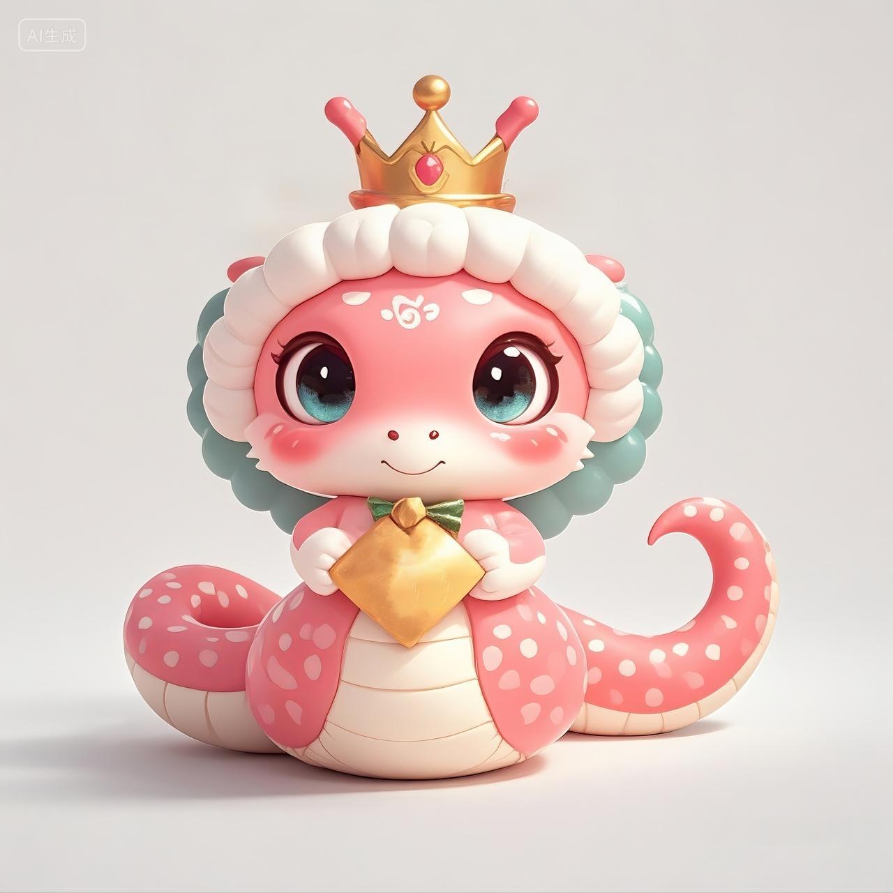 动物可爱卡通蛇年生肖2025春节新年插画