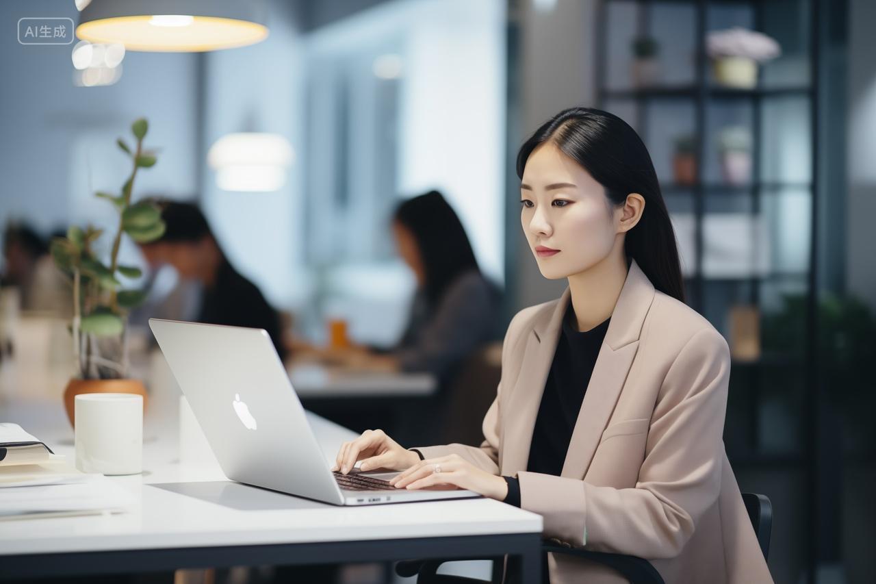 专注工作中的女性企业商务合作