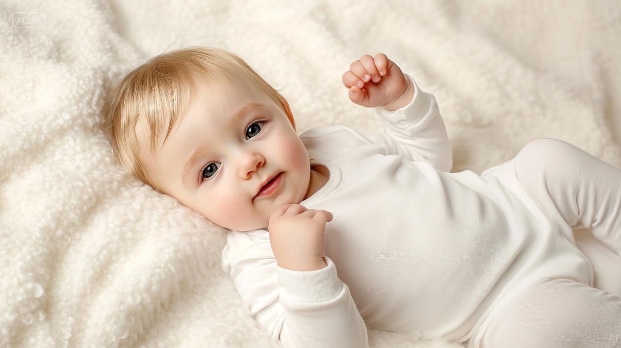 可爱的小宝宝婴儿微笑肖像特写