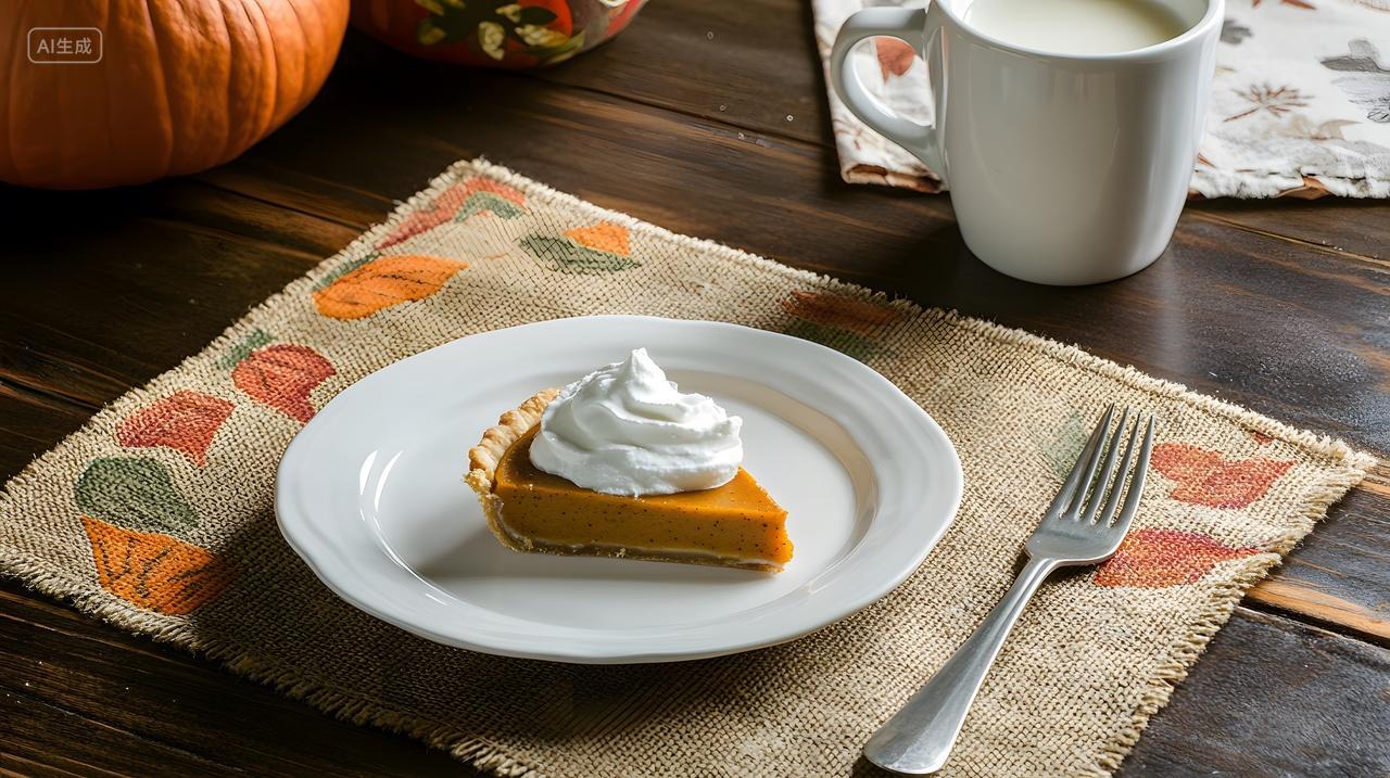 感恩节南瓜派鲜奶油秋季温馨甜点