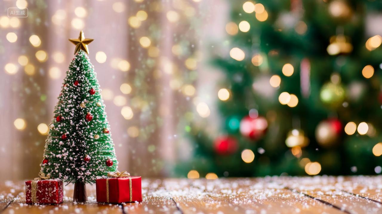 圣诞节圣诞树新年光影海报素材背景图