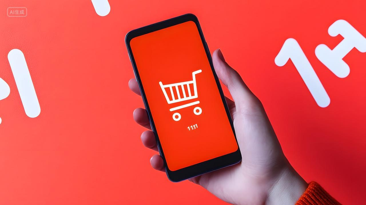 双十一购物车图标手机促销场景
