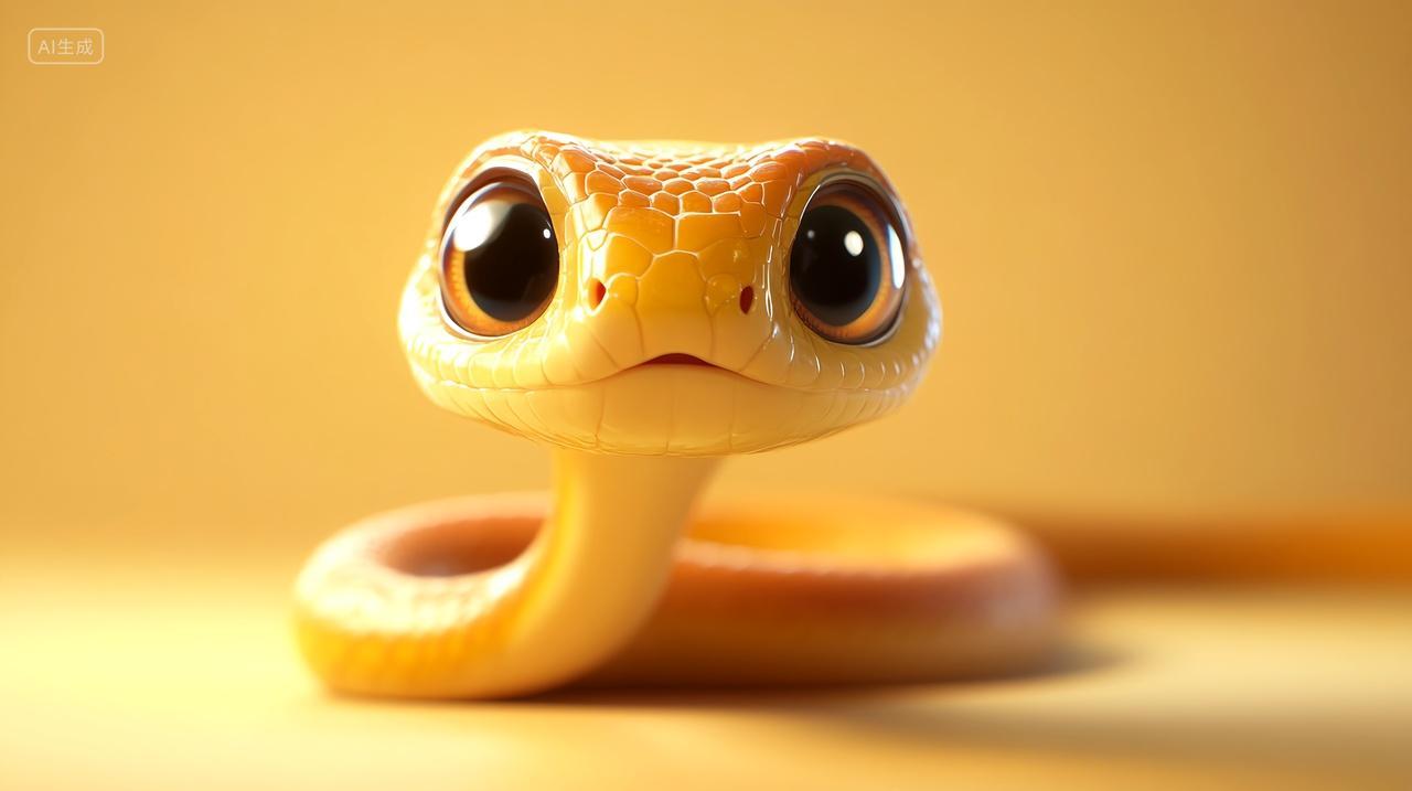 简约背景中的大眼睛萌动小蛇