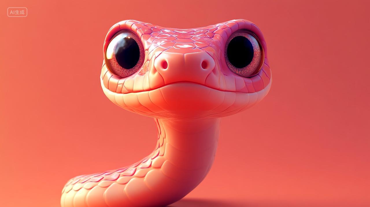 简约背景中的大眼睛萌动小蛇