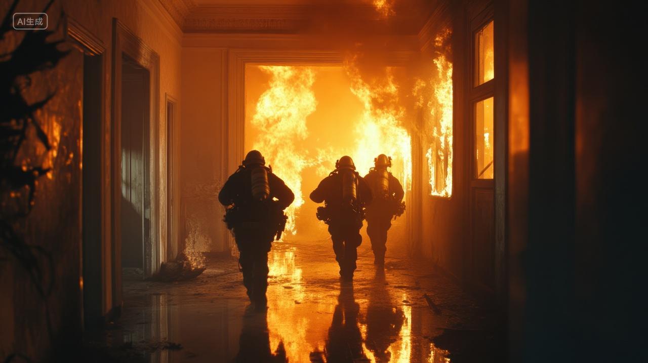 火场中的消防员