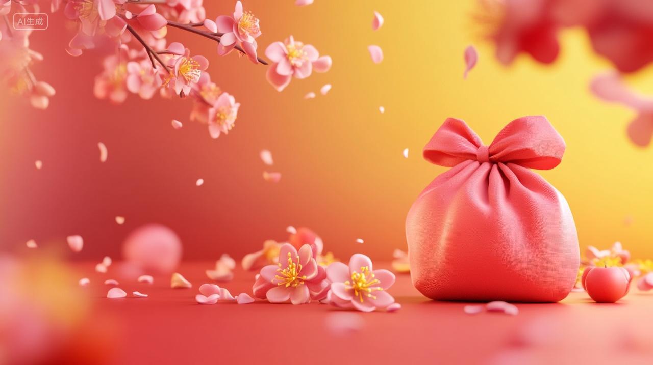 新春蛇年春节新年粉色福袋