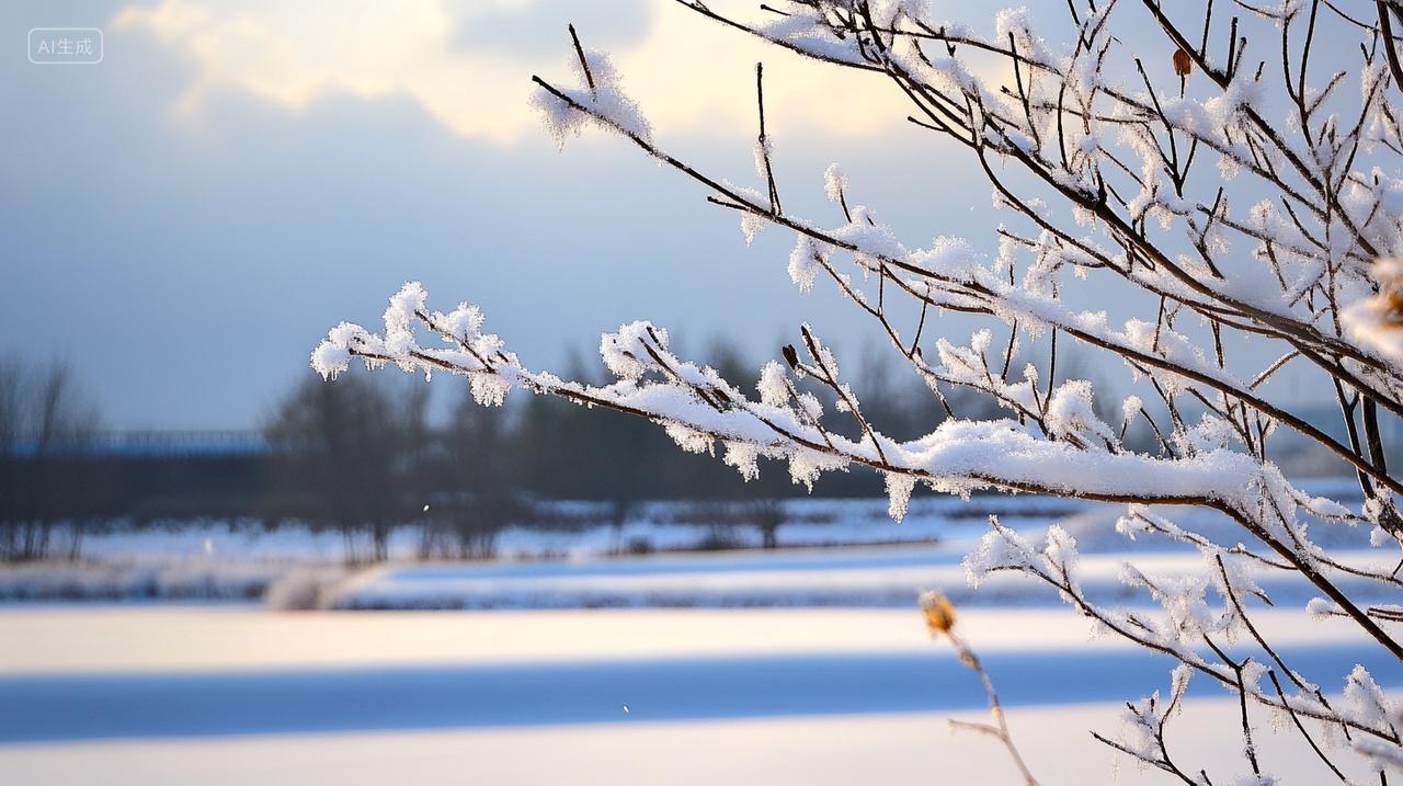 冬天树枝上挂满积雪风景壁纸