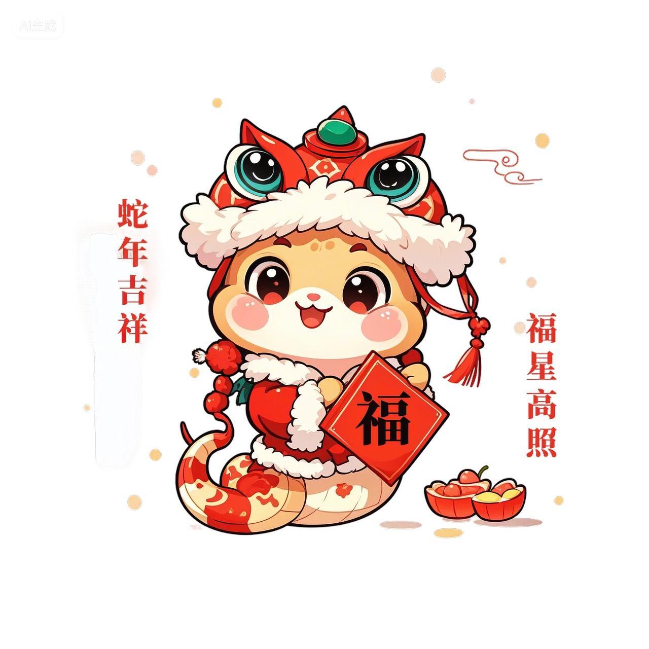 2025年新年蛇年卡通蛇宝宝萌蛇贺新春节