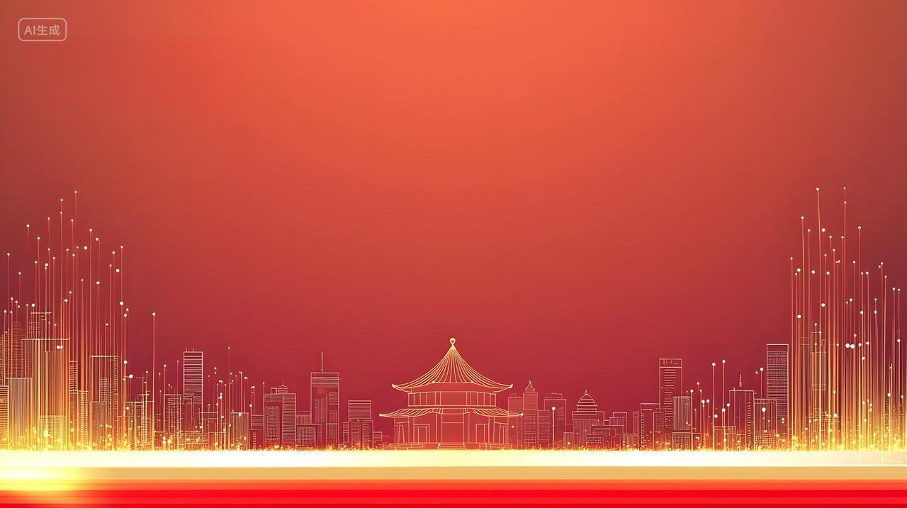 风格化城市天际线与传统建筑