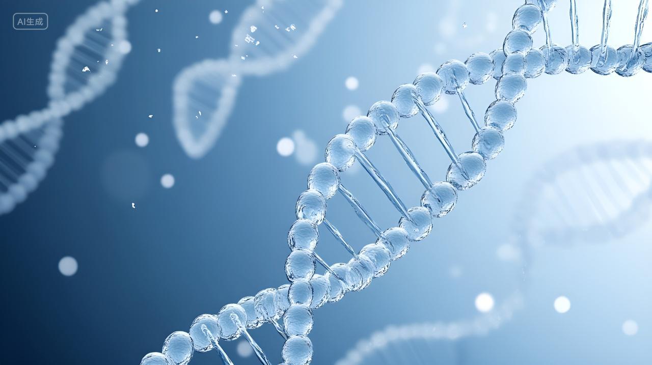 DNA双螺旋结构生物生命密码基因工程科技感背景
