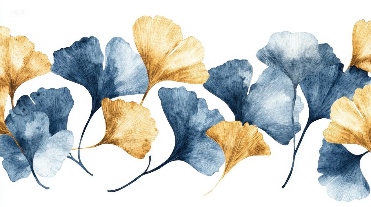 水彩画银杏叶背景图案
