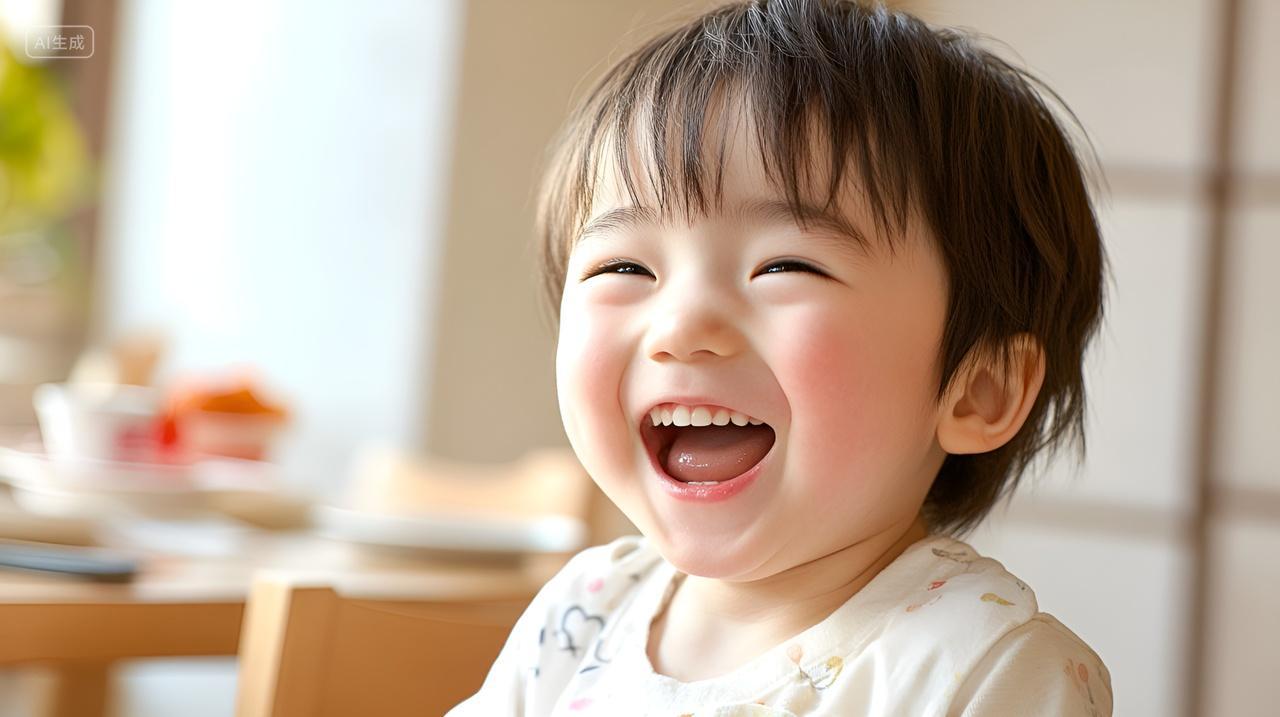 小孩子婴儿纯真快乐宝宝萌娃天真无邪的笑容