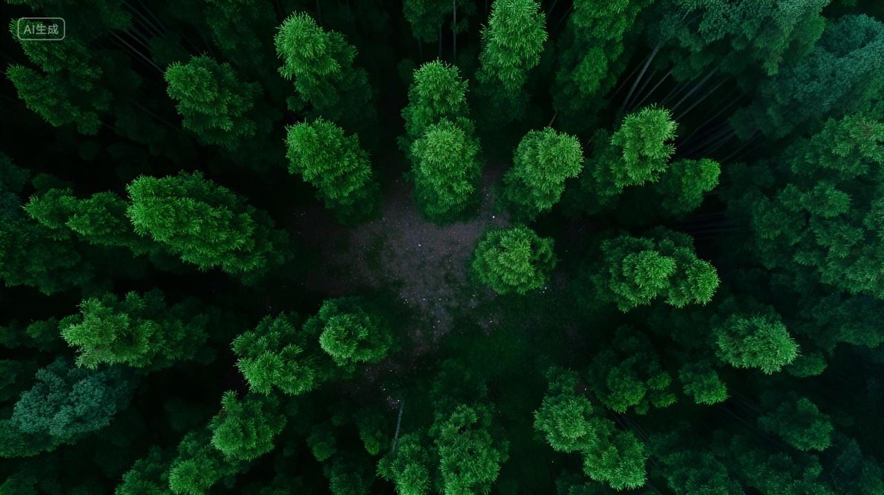 俯瞰森林绿色生态环境树林大自然风景