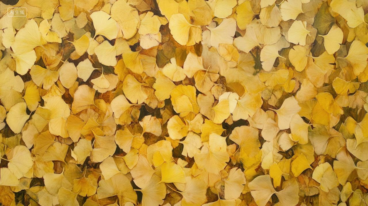 满地的黄色银杏叶