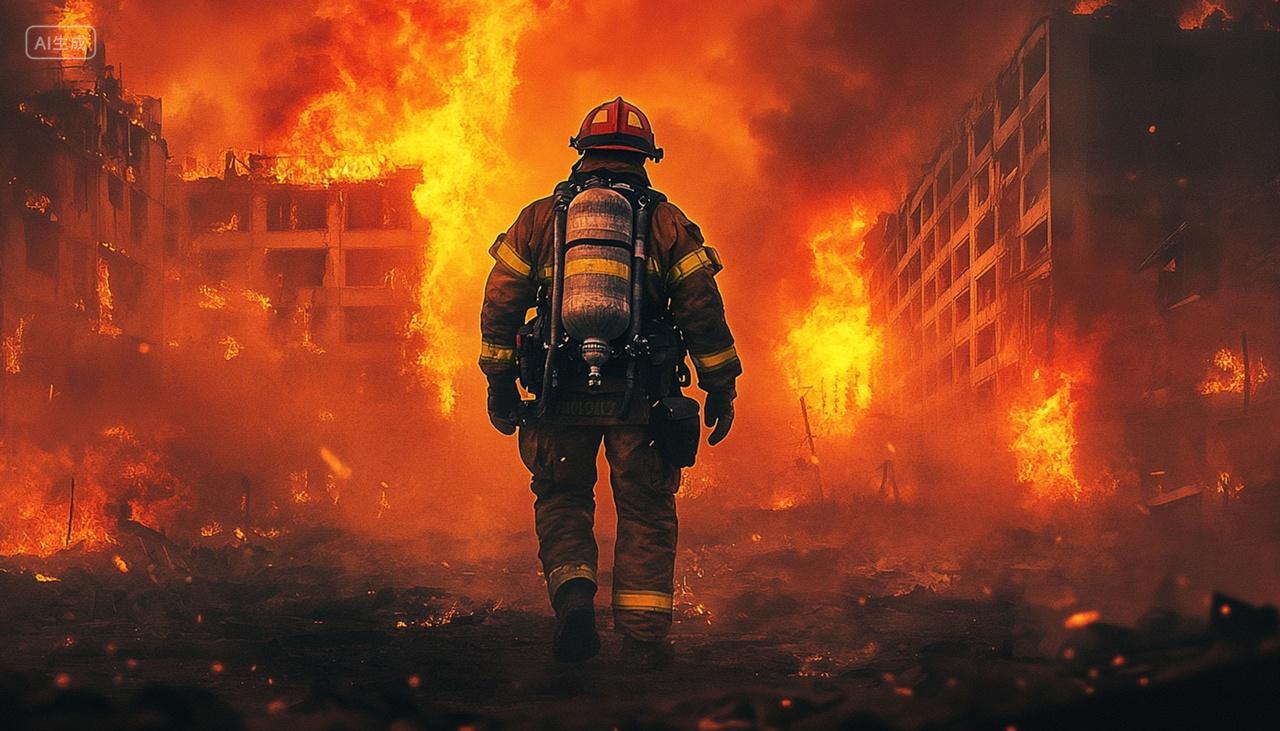 消防员元素原创插画海报