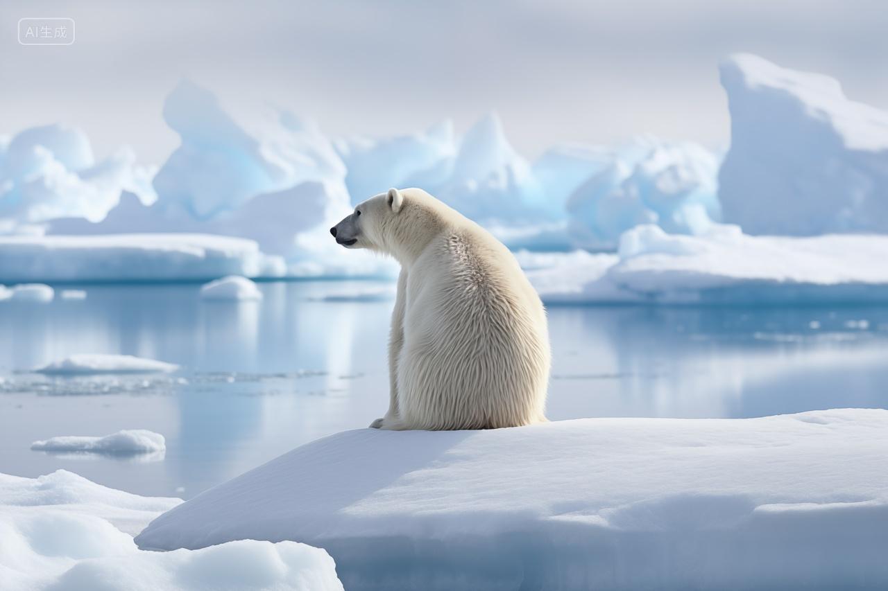 冰雪的北极熊极地野生动物