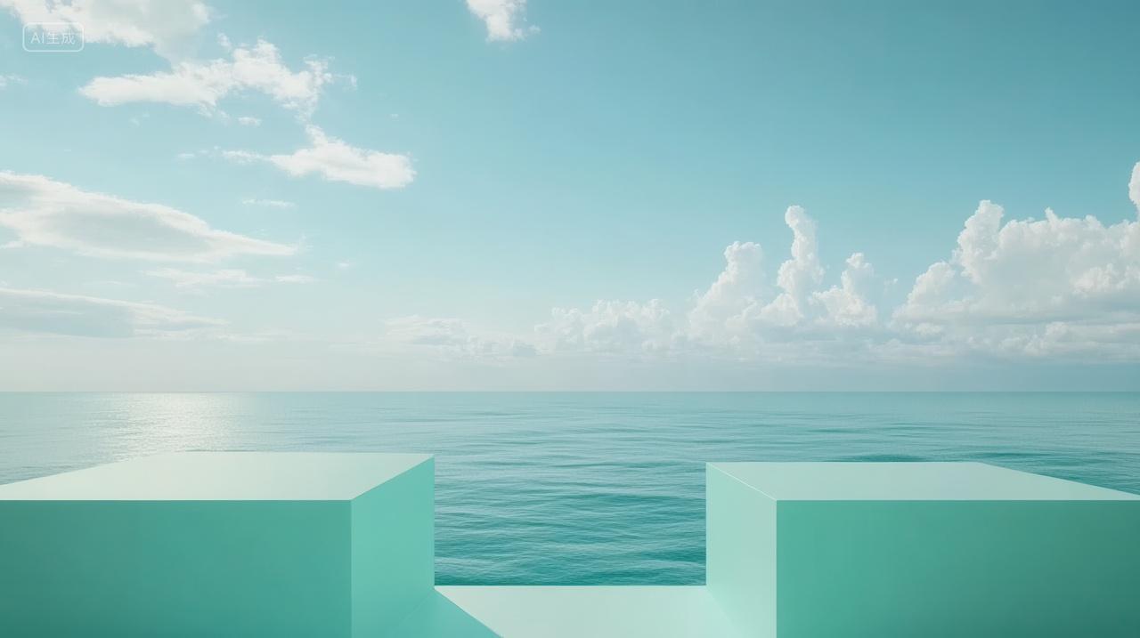 双11清新海边产品展示背景