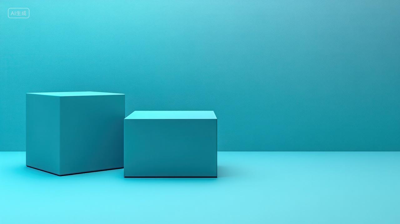 双11简约蓝色几何电商展台背景