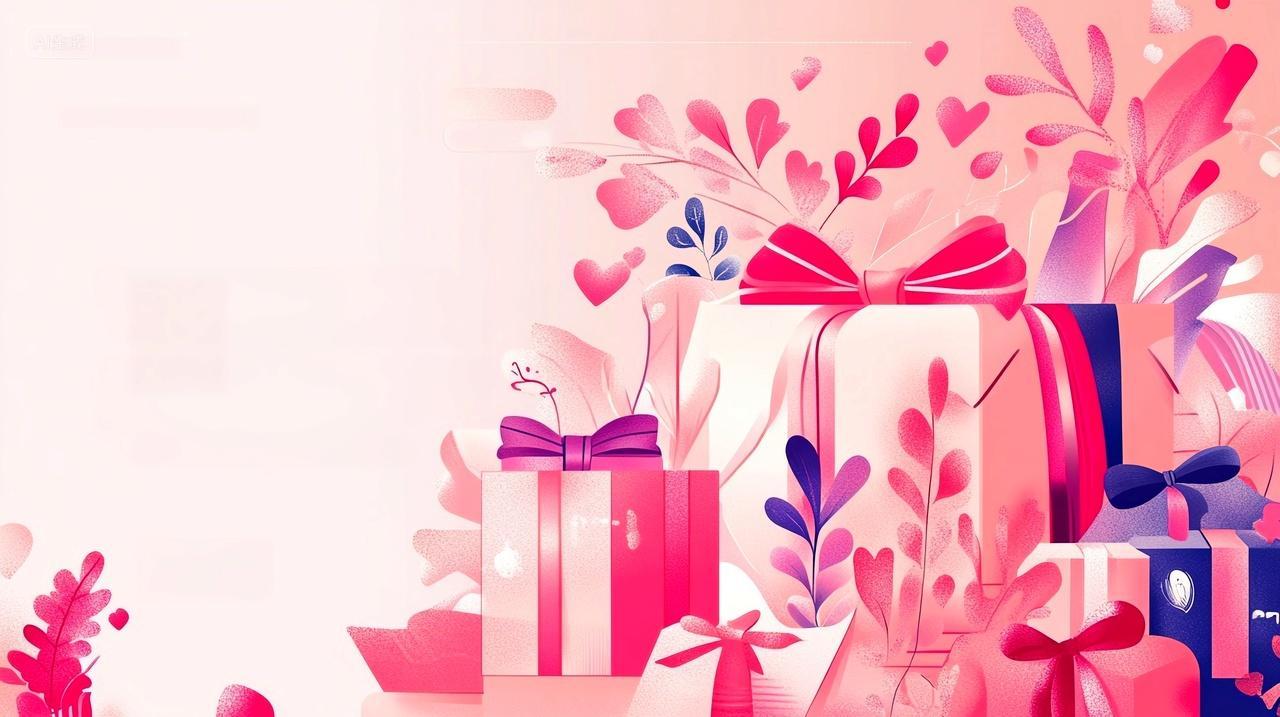 紫红礼赞双11的精美礼品插画